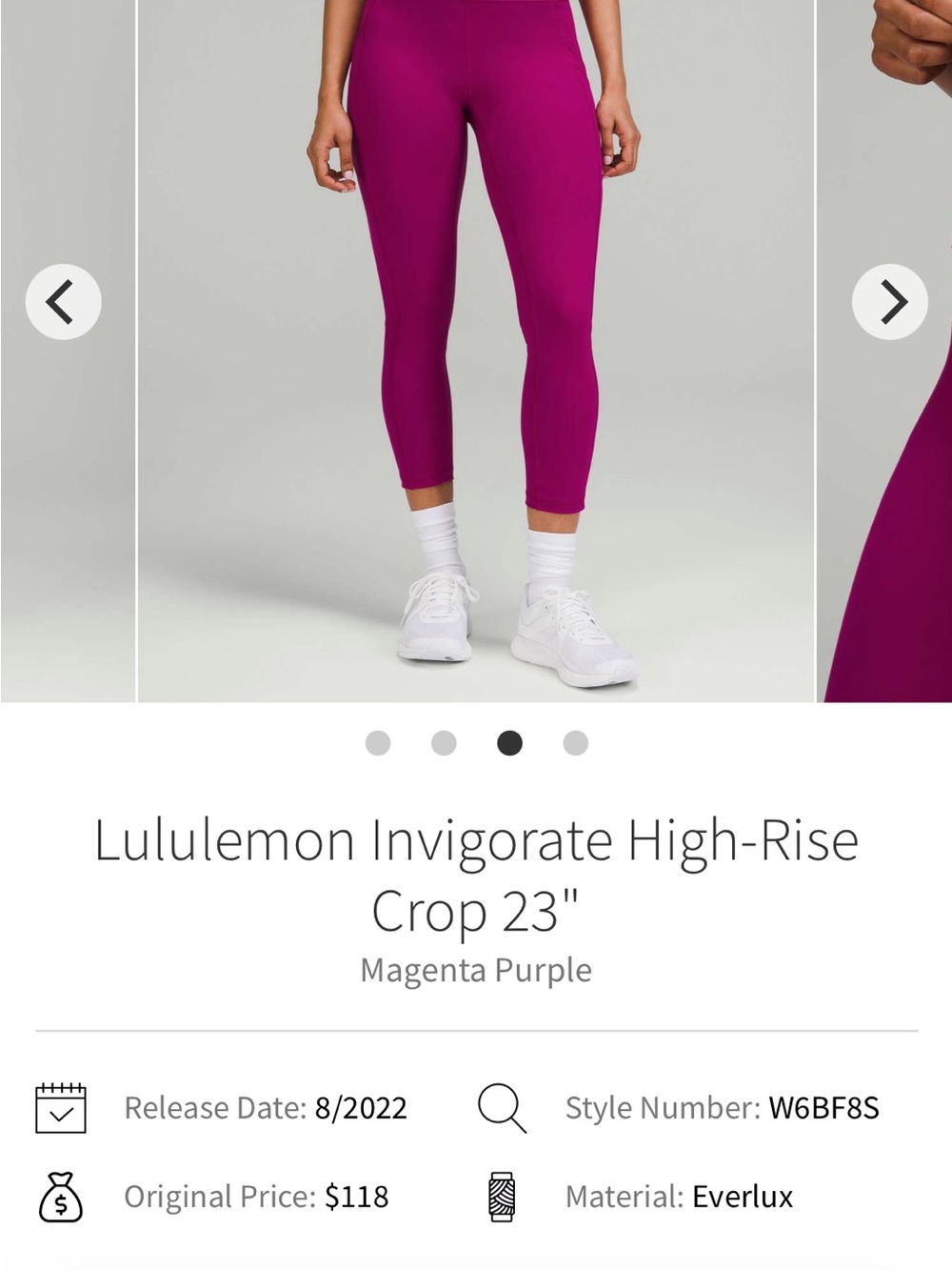 lululemon athletica Woman’s Invigorate High-Rise Crop Leggings - Magenta